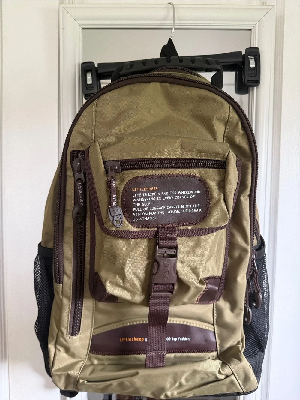 Olive Green & Brown Men's Backpack
